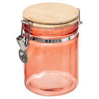 Frasco De Vidro Rosa Com Tampa Em Bambu 75cl,  Frasco De Vidro Rosa Com Tampa Em Bambu 75cl