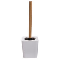 Escova wc com suporte em bambu branco,  Escova wc com suporte em bambu branco