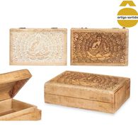 Caixa em madeira mango com decora&ccedil;&atilde;o buda 21,5cm