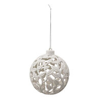 Bola branca recortada com folhas 10cm