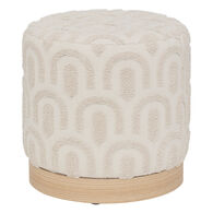 Pufe COPAS branco em madeira pinho D38cm