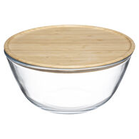 Saladeira em vidro 2,5l com tampa bambu
