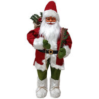 Figura de pai natal com skis de madeira 110cm