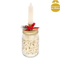 Frasco castiçal com conjunto de 5 velas