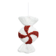 Pendurante em forma de rebu&ccedil;ado vermelho e branco 28cm