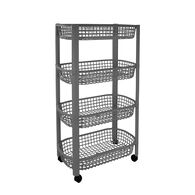 Carrinho cinzento com 4 cestos cozinha,  Carrinho cinzento com 4 cestos cozinha