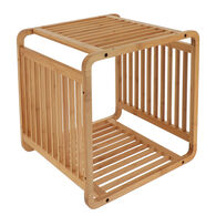 Cubo em bambu bege 33x33cm,  Cubo em bambu bege 33x33cm