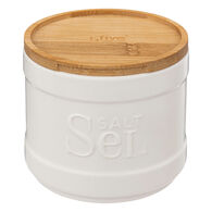 Caixa para sal NATUREO branca com tampa em bambu