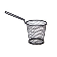 Cesto para servir preto em metal com pega