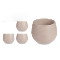 Conjunto de 3 vasos taupe com reserva de água 15cm