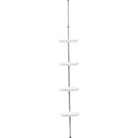Coluna de duche com 4 prateleiras brancas e saboneteira