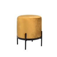 Banqueta Quadrada Amarela Em Veludo