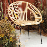 Cadeira Em Rattan Cor Natural E Metal