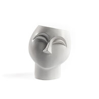 Jarra de cer&acirc;mica branca figura cara de mulher