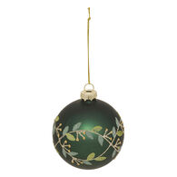 Bola de natal com ramos verde 8cm