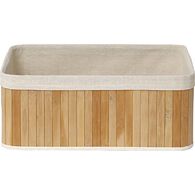 Cesto arruma&ccedil;&atilde;o wc natural de bambu 16x40x28cm