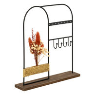 Porta bijuteria preto em metal e madeira