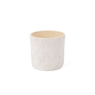 Vaso branco de cerâmica decoração folhas 10cm,  Vaso branco de cerâmica decoração folhas 10cm