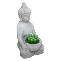Casti&ccedil;al buda em cimento com vela