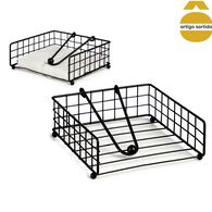 Suporte para guardanapos preto em metal,  Suporte para guardanapos preto em metal