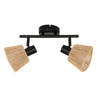 Candeeiro de teto MYHA bege em corda com 2 focos