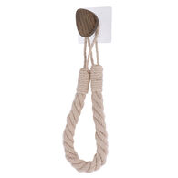 Toalheiro/Porta rolos bege em madeira e corda