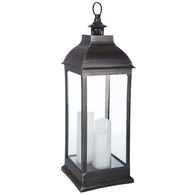 Lanterna Antique Preta Em Metal Com 3 Velas LED