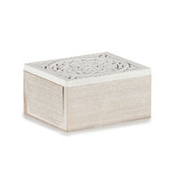 Caixa decorativa branca perfurada em madeira 16x11cm