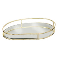 Tabuleiro em metal e vidro dourado LILY,  Tabuleiro em metal e vidro dourado LILY