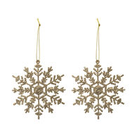 Conjunto de 2 flocos de neve dourados com glitter