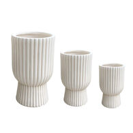 Vaso em fibra de argila bege 56cm