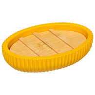 Saboneteira wc NATUREO amarela com base em bambu