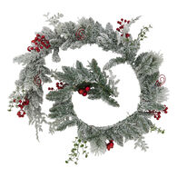 Grinalda com efeito neve e bagas 180cm