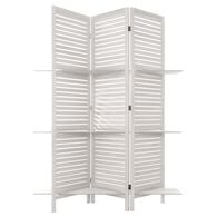 Biombo Branco Em Madeira Com 3 Prateleiras 170cm,  Biombo Branco Em Madeira Com 3 Prateleiras 170cm