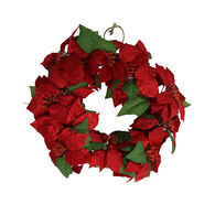 Coroa vermelha com poins&eacute;tias 45cm