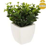 Vasinho de cer&acirc;mica com planta artificial verde