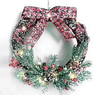 Coroa natalícia com neve 30cm