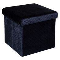 Pufe Mixmodul Em Veludo Azul Marinho 31x31cm,  Pufe Mixmodul Em Veludo Azul Marinho 31x31cm