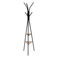 Cabide de pé JANO preto em metal com 6 gachos 175cm,  Cabide de pé JANO preto em metal com 6 gachos 175cm