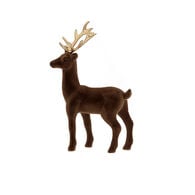 Figura rena decorativa veludo castanho,  Figura rena decorativa veludo castanho