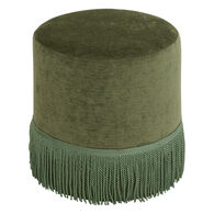 Pufe ALANYA com franjas verde 37,5x37,5x37,8cm