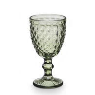 Copo De Vinho Diamante Verde Em Vidro Com Pé 25cl