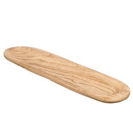 Prato De Servir Oval Bege Em Madeira Queimada 50x13cm