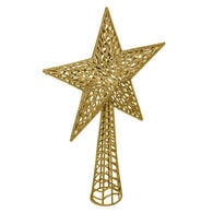 Estrela dourada para topo de árvore 38cm,  Estrela dourada para topo de árvore 38cm