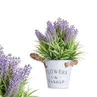Vaso de metal com lavanda artificial 25cm