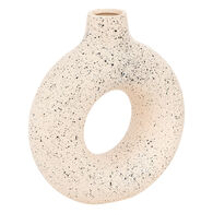 Jarra de cer&acirc;mica branca com pontos pretos 30cm