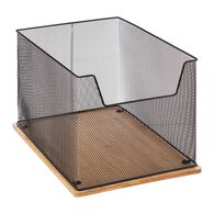 Caixa de arruma&ccedil;&atilde;o para escrit&oacute;rio em bambu e metal preto