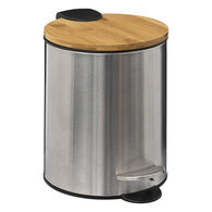 Balde wc inox com tampa em bambu 3l,  Balde wc inox com tampa em bambu 3l
