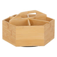 Caixa para ch&aacute; girat&oacute;ria com 6 compartimentos de bambu 12,5x19,3x22cm