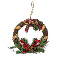 Coroa natalícia decorativa com led 30cm